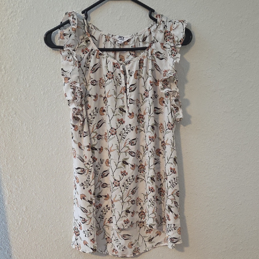 Jack By BB Dakota Cream Floral Ruffle Blouse